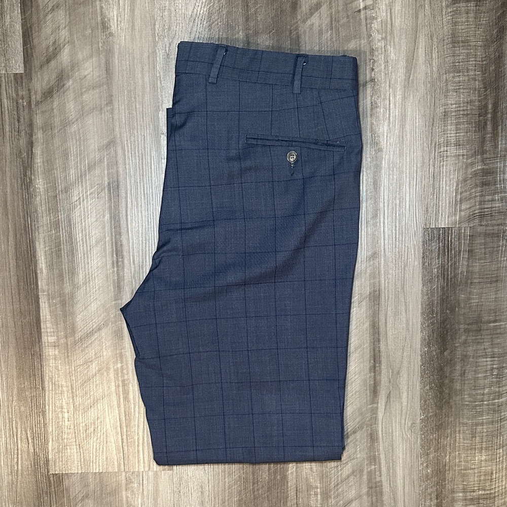 Hertling Checkered Windowpane Navy Made in Brooklyn Trousers - 36